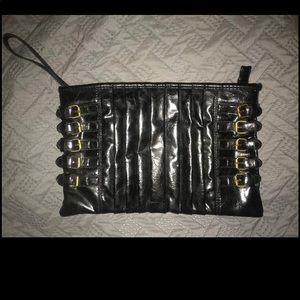 Lulu Townsend Black Zipper Clutch
